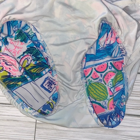 Lilly Pulitzer kids Girls Blue and Pink One Piece Swimwear with Scoop Neckline - Picture 5 of 6